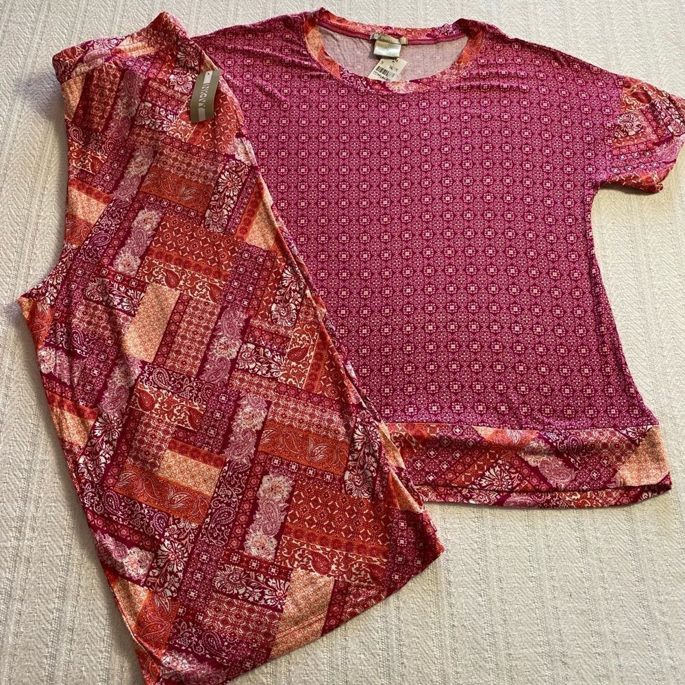 INK & IVY Womens Small Shirt Sleeve and Capri Pants PJ Set Nightwear